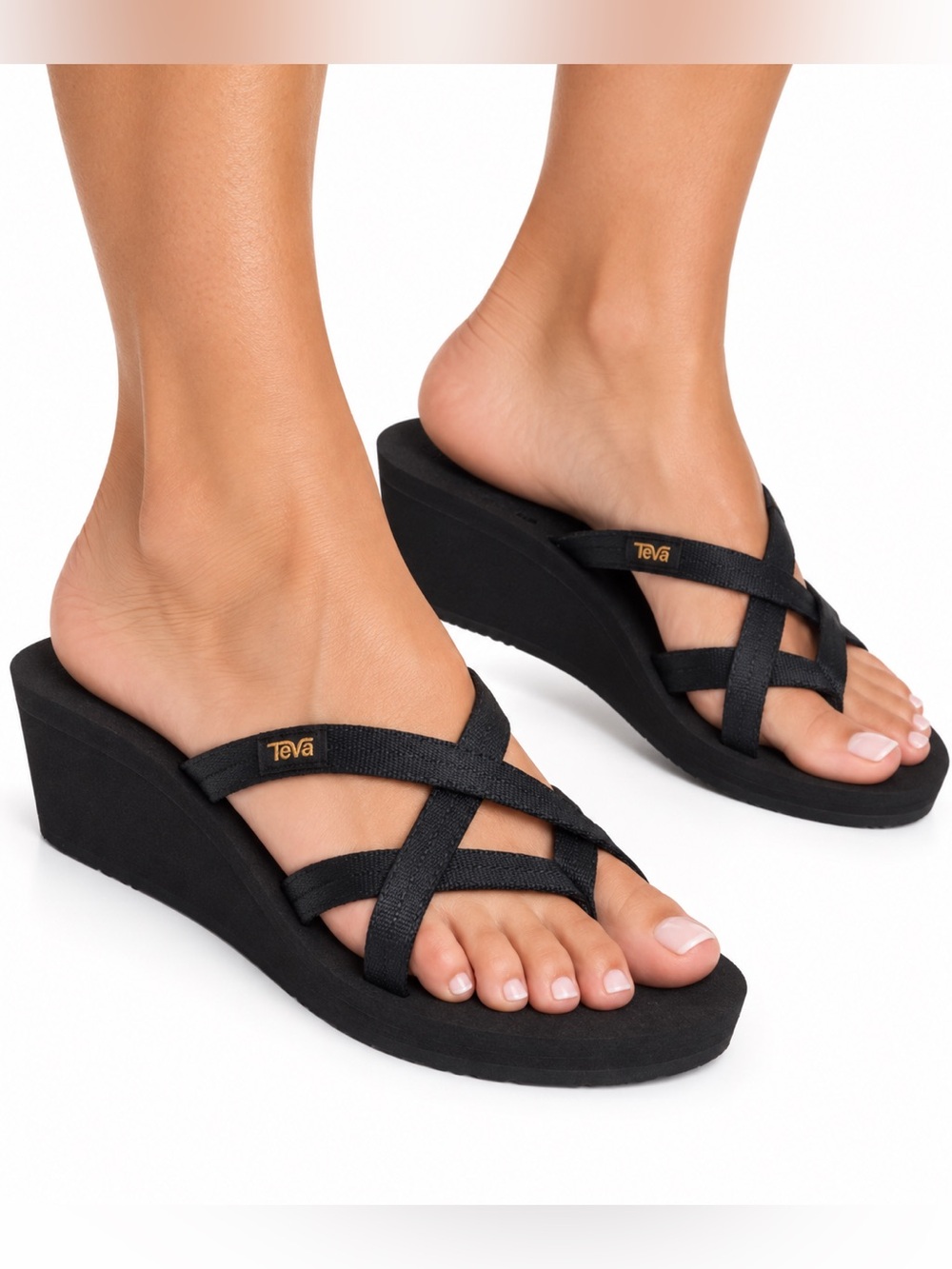 Teva black Mush Mandalyn wedge Ola 2 sandals women’s 9 NWOT